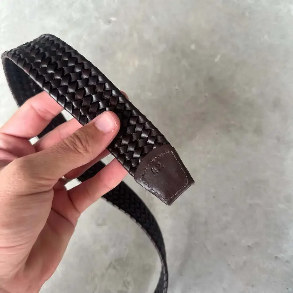 Torino Italian Leather Woven Belt - Size 42